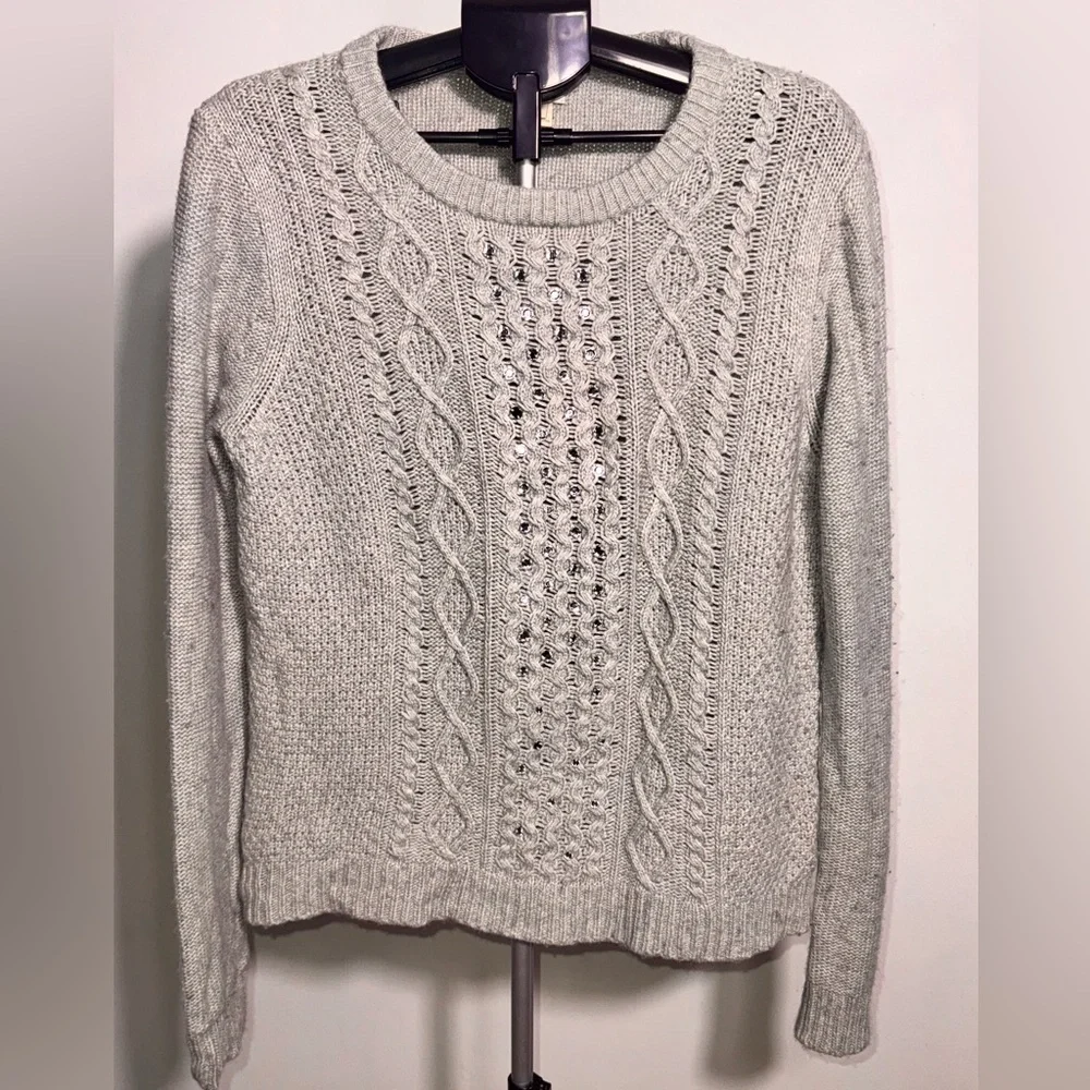 J. Crew jeweled Knit Sweater - Soft Gray